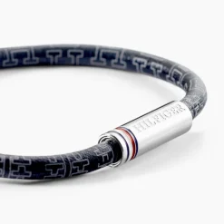 Bracelet Tommy Hilfiger Printed Cord Cuir De Veau Noir