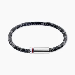 Bracelet Tommy Hilfiger Printed Cord Cuir De Veau Noir