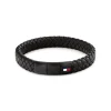 Bracelet Tommy Hilfiger Round Braided Cuir De Veau Noir