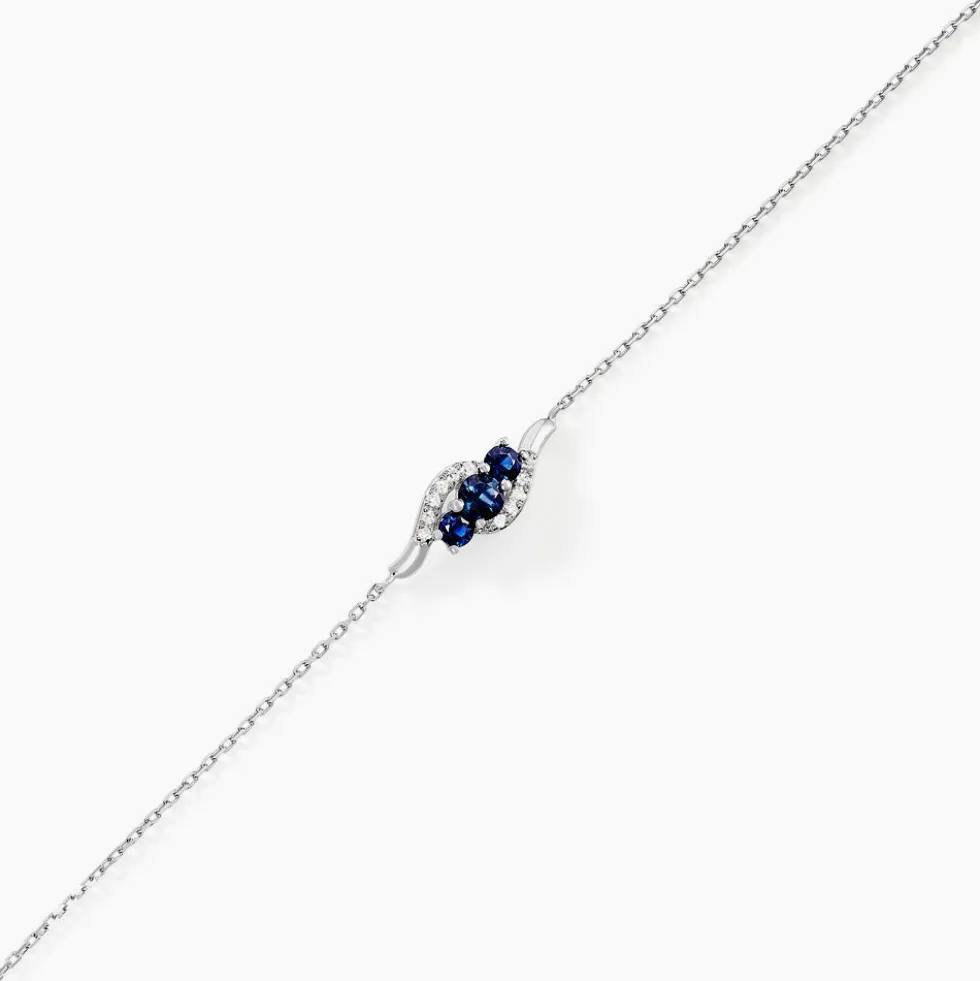 Bracelet Trinitie Or Blanc Saphir Diamant