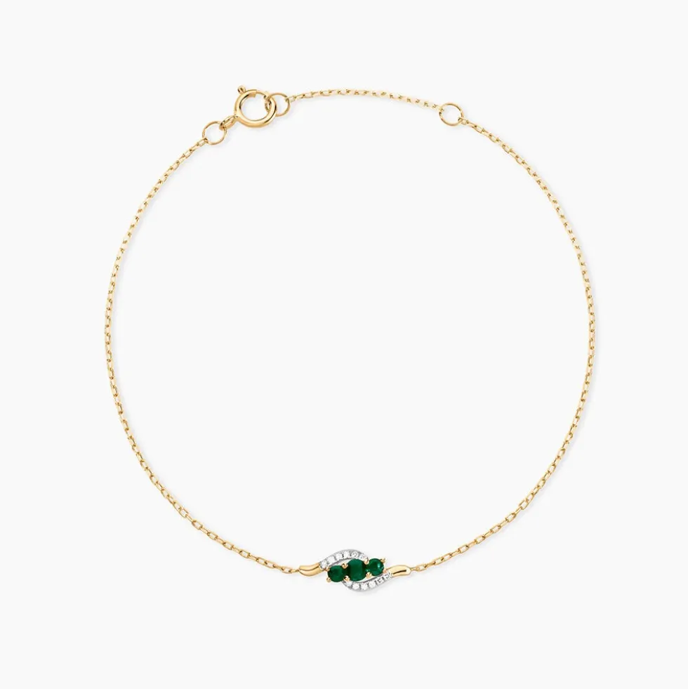 Bracelet Trinitie Or Jaune Emeraude Diamant