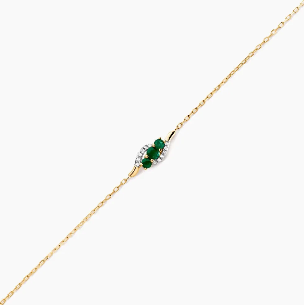 Bracelet Trinitie Or Jaune Emeraude Diamant