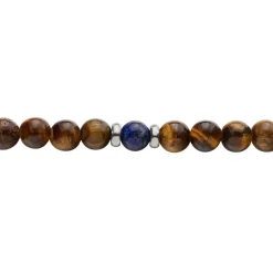 Bracelet Acier Blanc Delfino œil De Tigre Sodalite