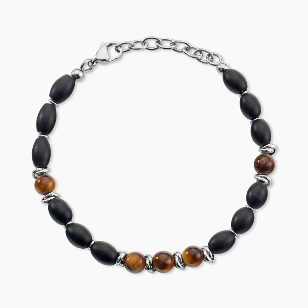 Bracelet Adiel Acier Blanc Onyx Labradorite