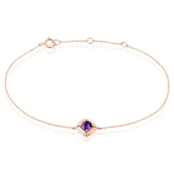 Bracelet Anaelle Or Rose Amethyste Et Diamant