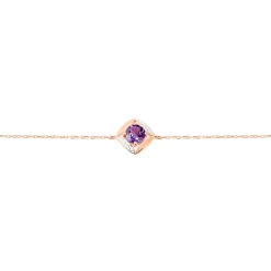 Bracelet Anaelle Or Rose Amethyste Et Diamant