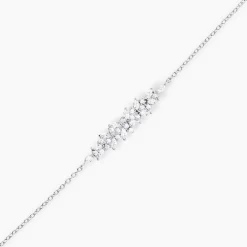 Bracelet Argent Blanc Precieux Flocon Oxyde De Zirconium
