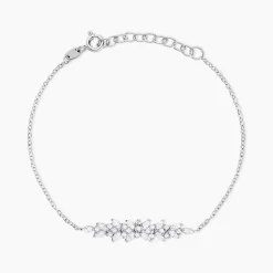 Bracelet Argent Blanc Precieux Flocon Oxyde De Zirconium