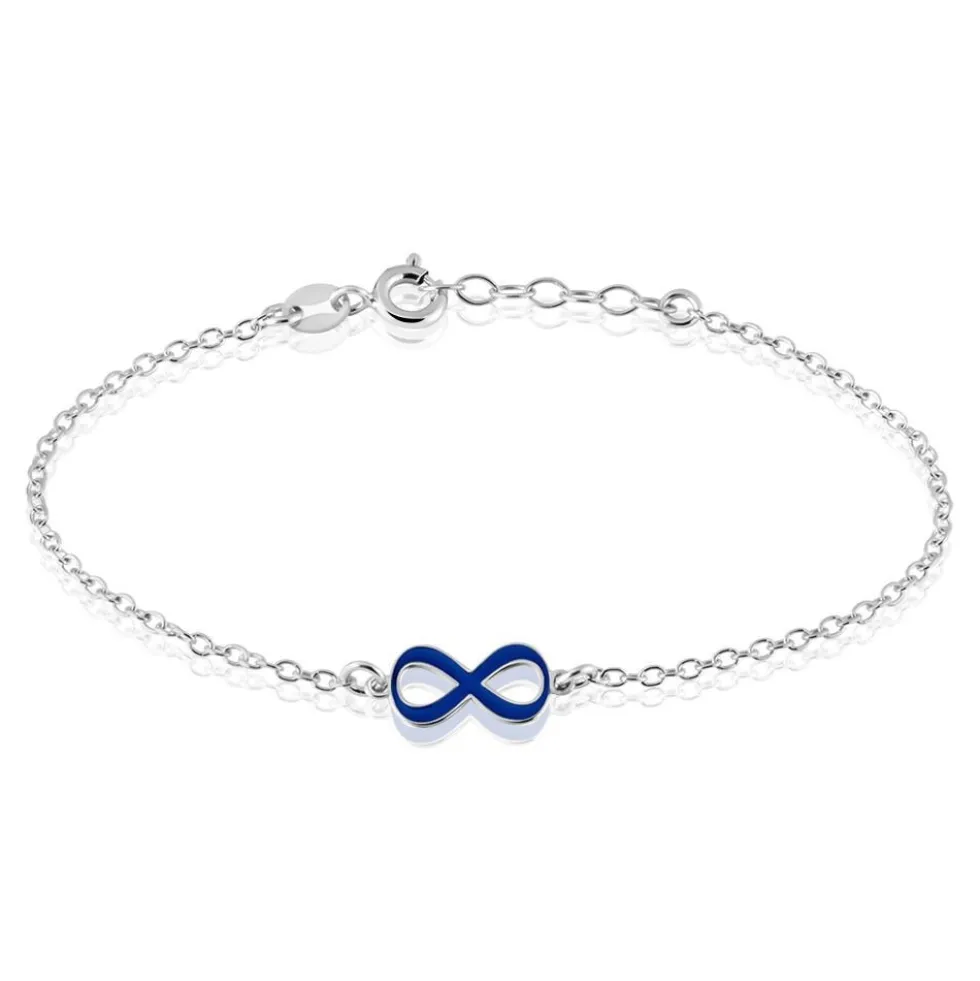 Bracelet Argent Lamier Email Bleu