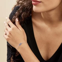 Bracelet Argent Lamier Email Bleu