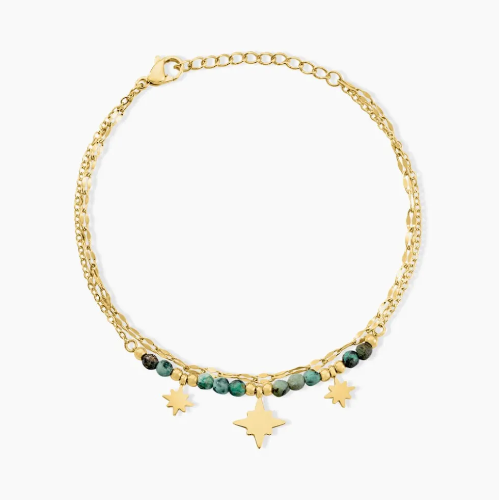 Bracelet Athena Acier Doré Jaspe Africain