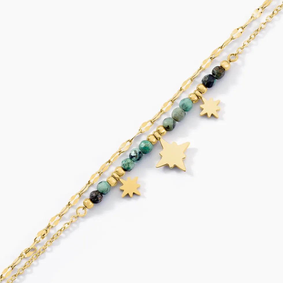 Bracelet Athena Acier Doré Jaspe Africain