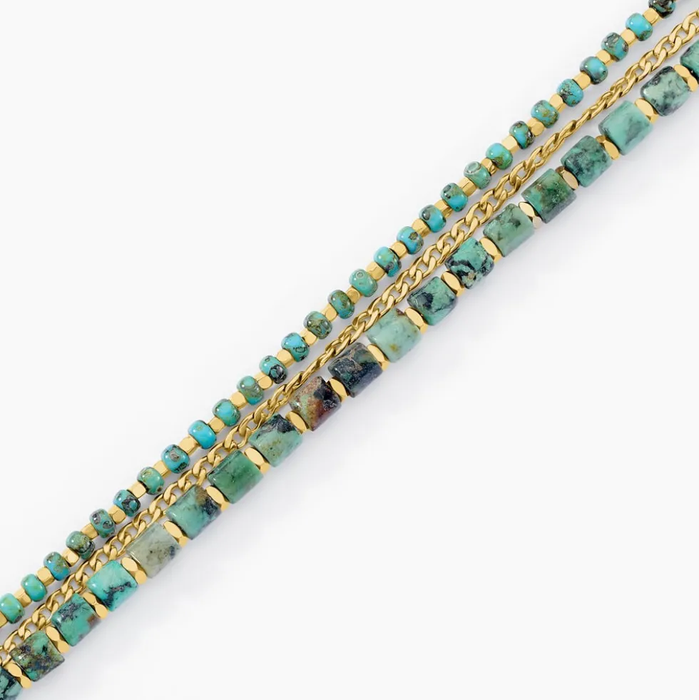 Bracelet Athena Acier Doré Jaspe Africain