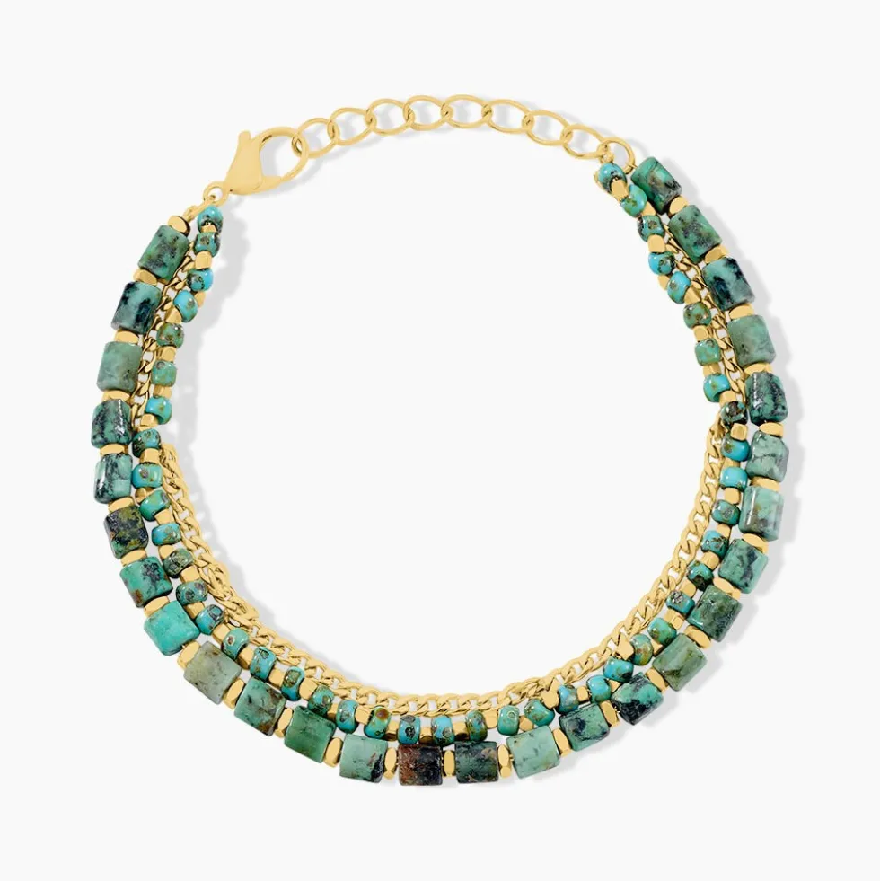 Bracelet Athena Acier Doré Jaspe Africain