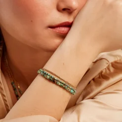 Bracelet Athena Acier Doré Jaspe Africain