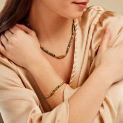 Bracelet Athena Acier Jaune Turquoise