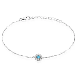 Bracelet Aurel Argent Blanc Turquoise Oxyde De Zirconium