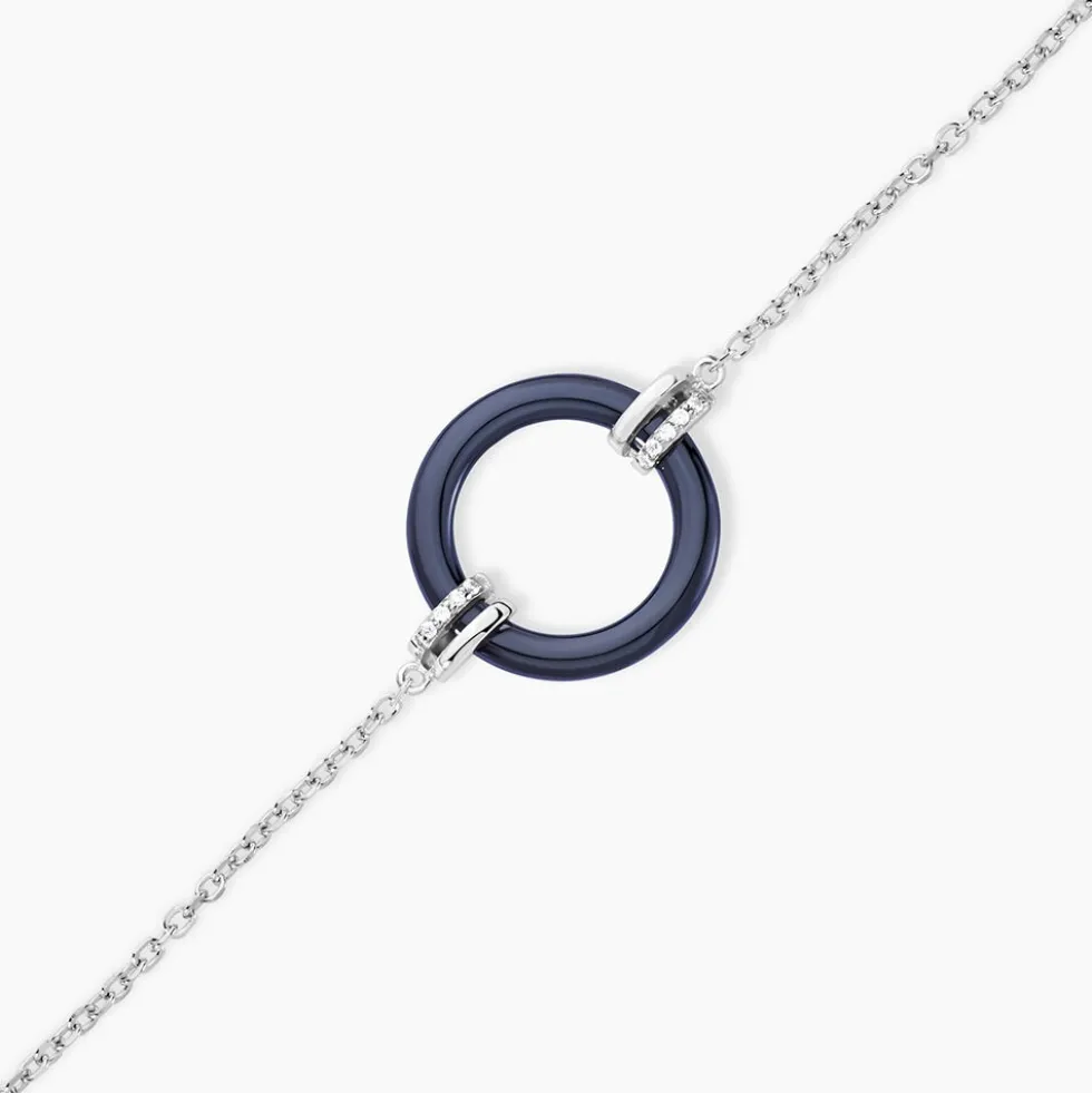 Bracelet Bertillianne Argent Blanc Céramique Et Oxyde De Zirconium