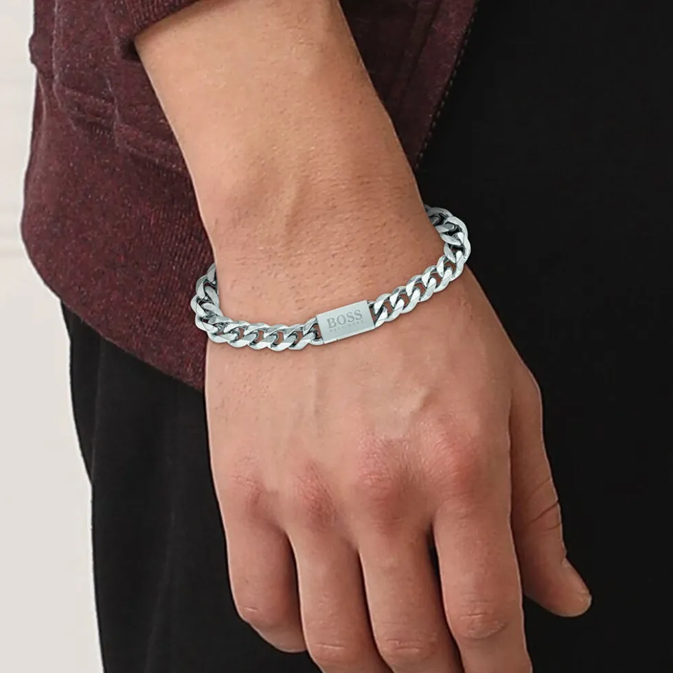 Bracelet Boss Chain Link Acier Blanc