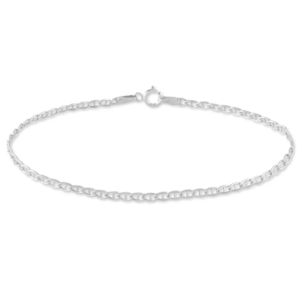Bracelet Capucin Or Blanc Maille Marine Plate
