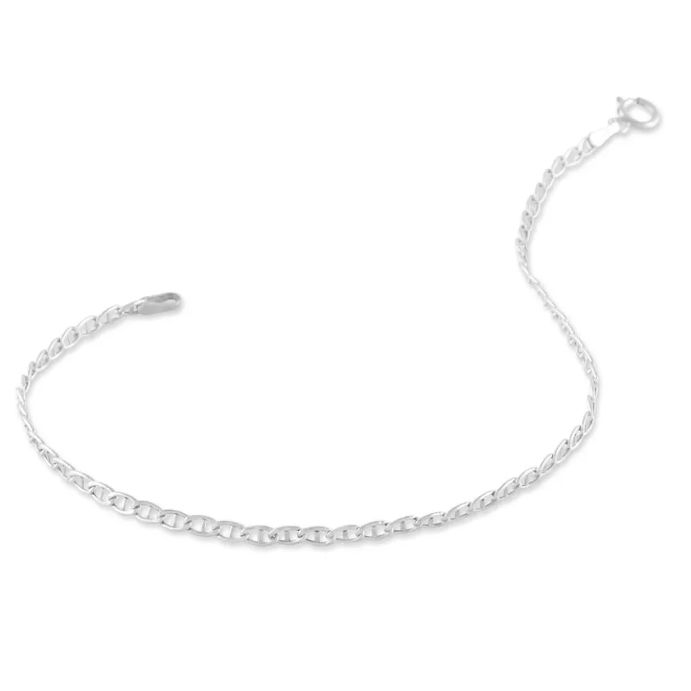 Bracelet Capucin Or Blanc Maille Marine Plate