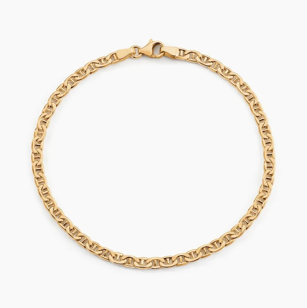 Bracelet Capucin Or Jaune Maille Marine Plate