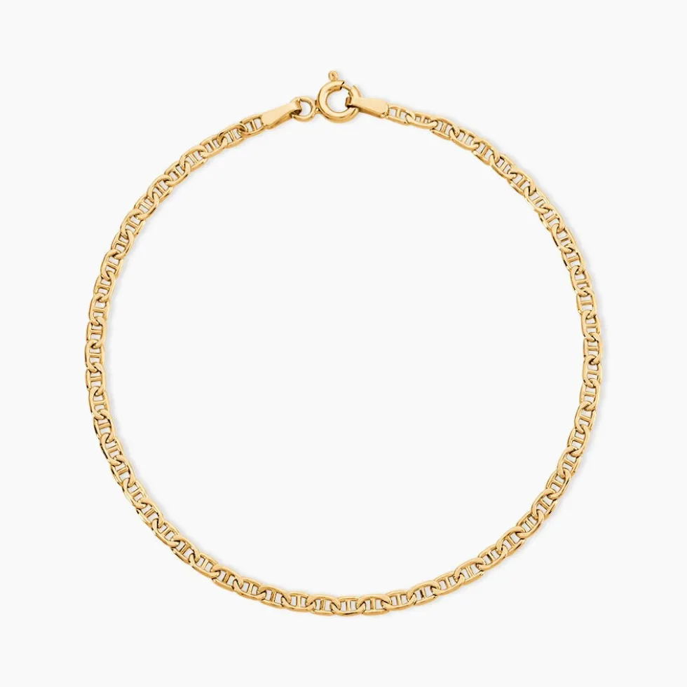 Bracelet Capucin Or Jaune Maille Marine Plate