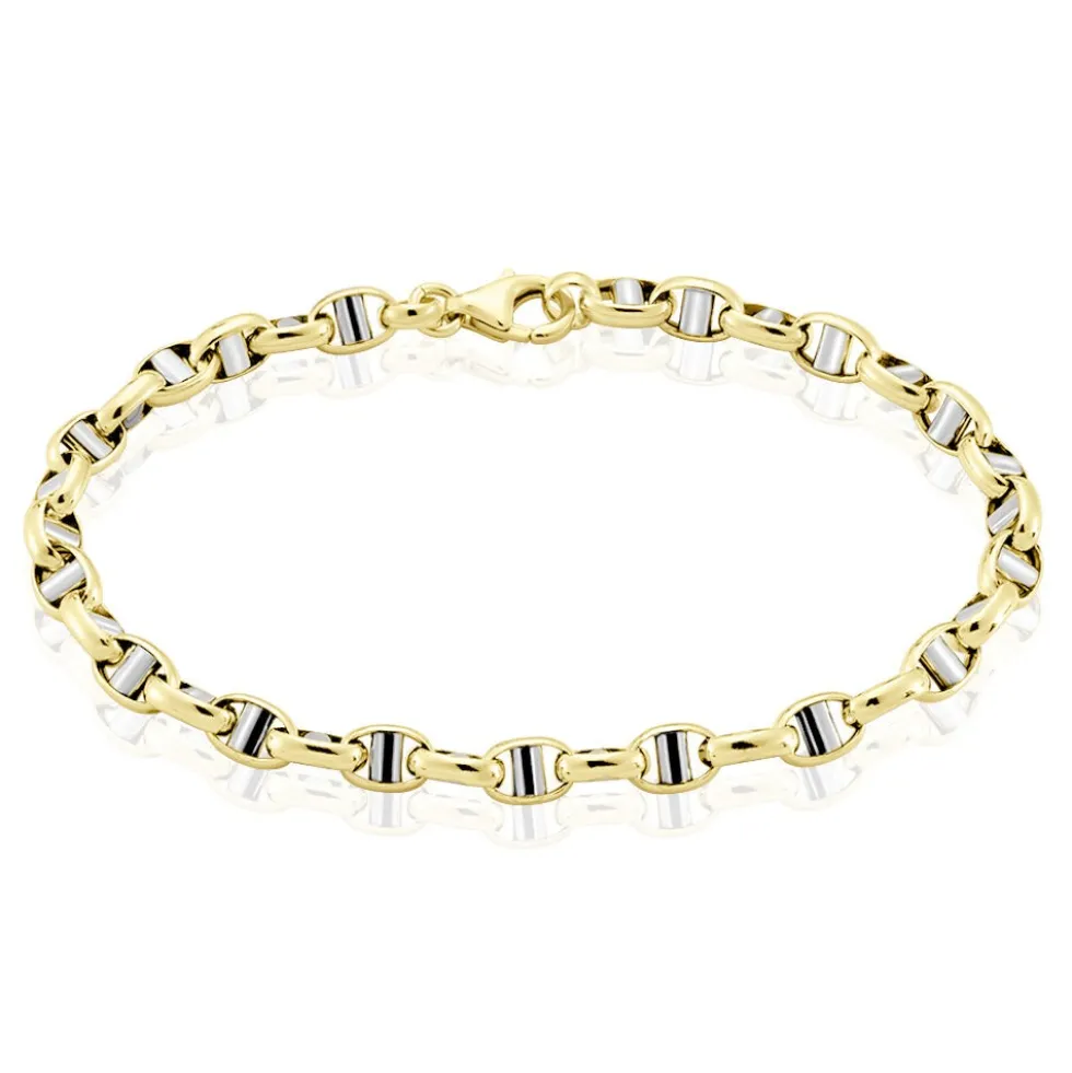 Bracelet Carlo Or Bicolore Maille Marine Ronde