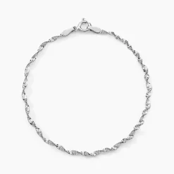 Bracelet Ciana Torsade Diamante Argent Blanc