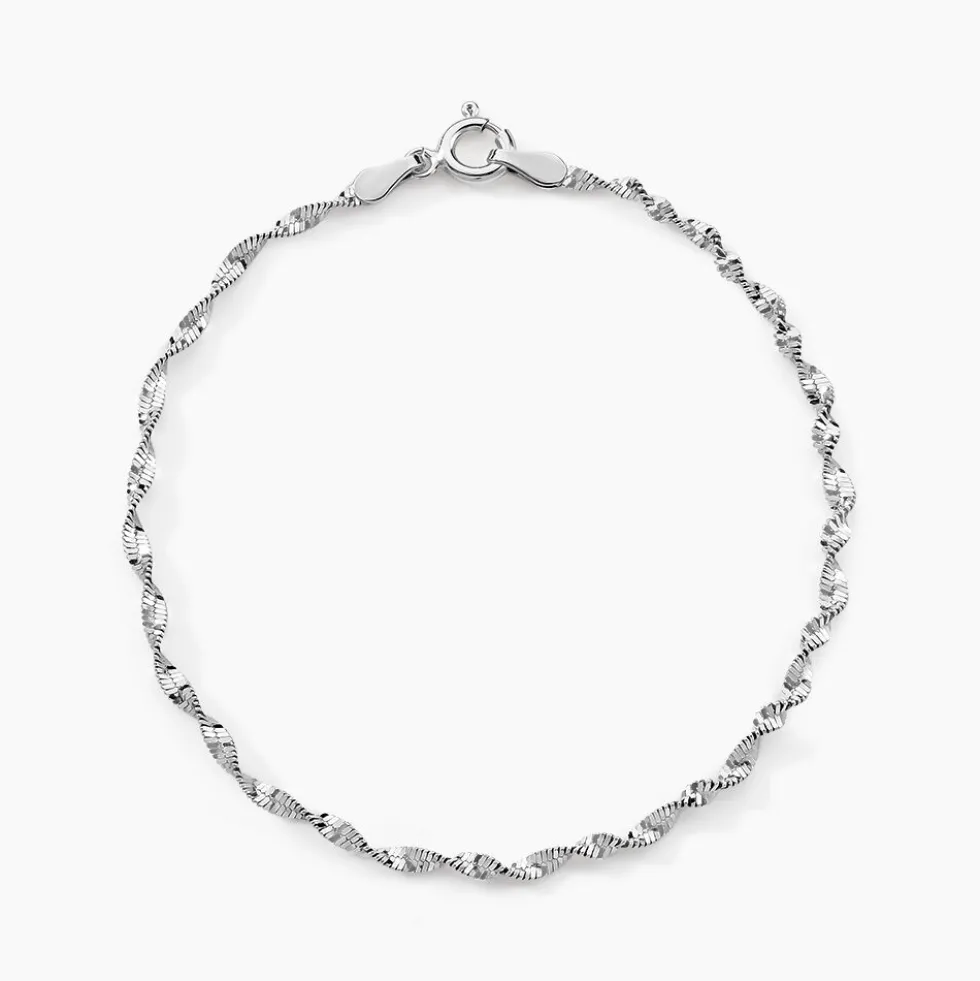 Bracelet Ciana Torsade Diamante Argent Blanc