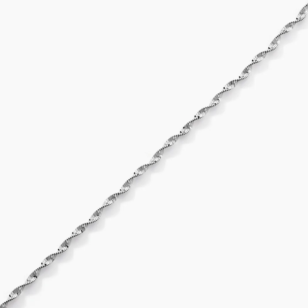 Bracelet Ciana Torsade Diamante Argent Blanc