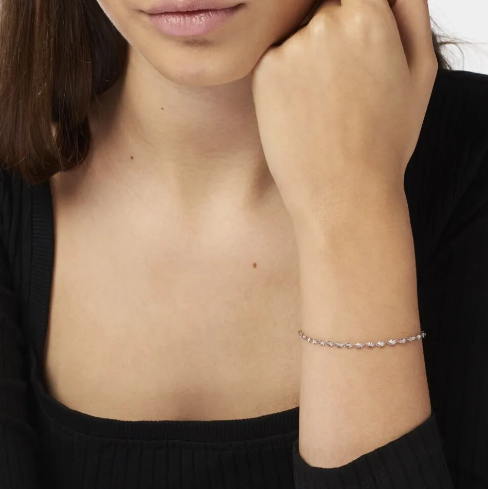 Bracelet Ciana Torsade Diamante Argent Blanc