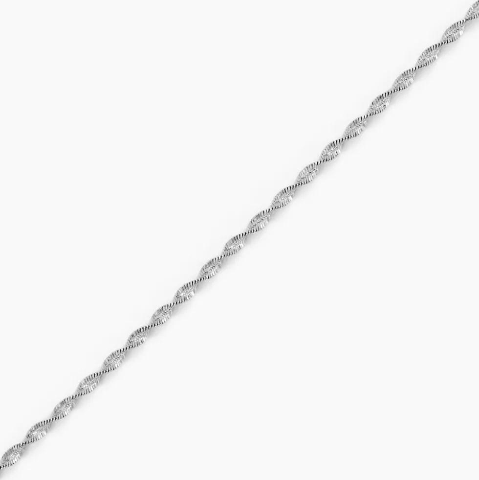 Bracelet Ciana Torsade Diamante Argent Blanc