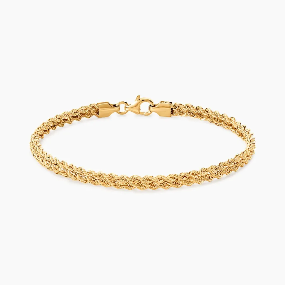 Bracelet Cordelia Maille Corde 2 Rangs Or Jaune