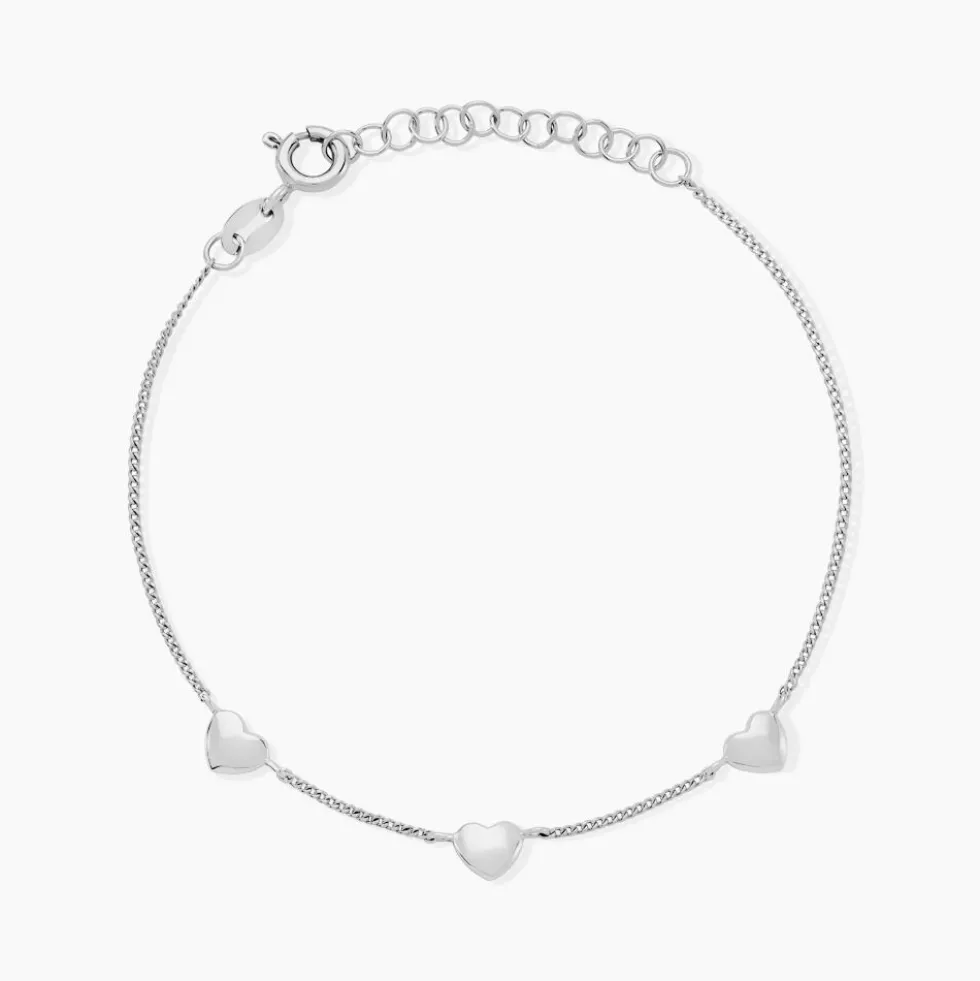 Bracelet Cœur D'amour Argent Blanc