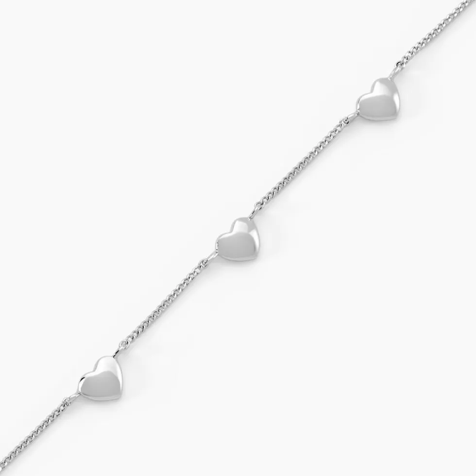 Bracelet Cœur D'amour Argent Blanc
