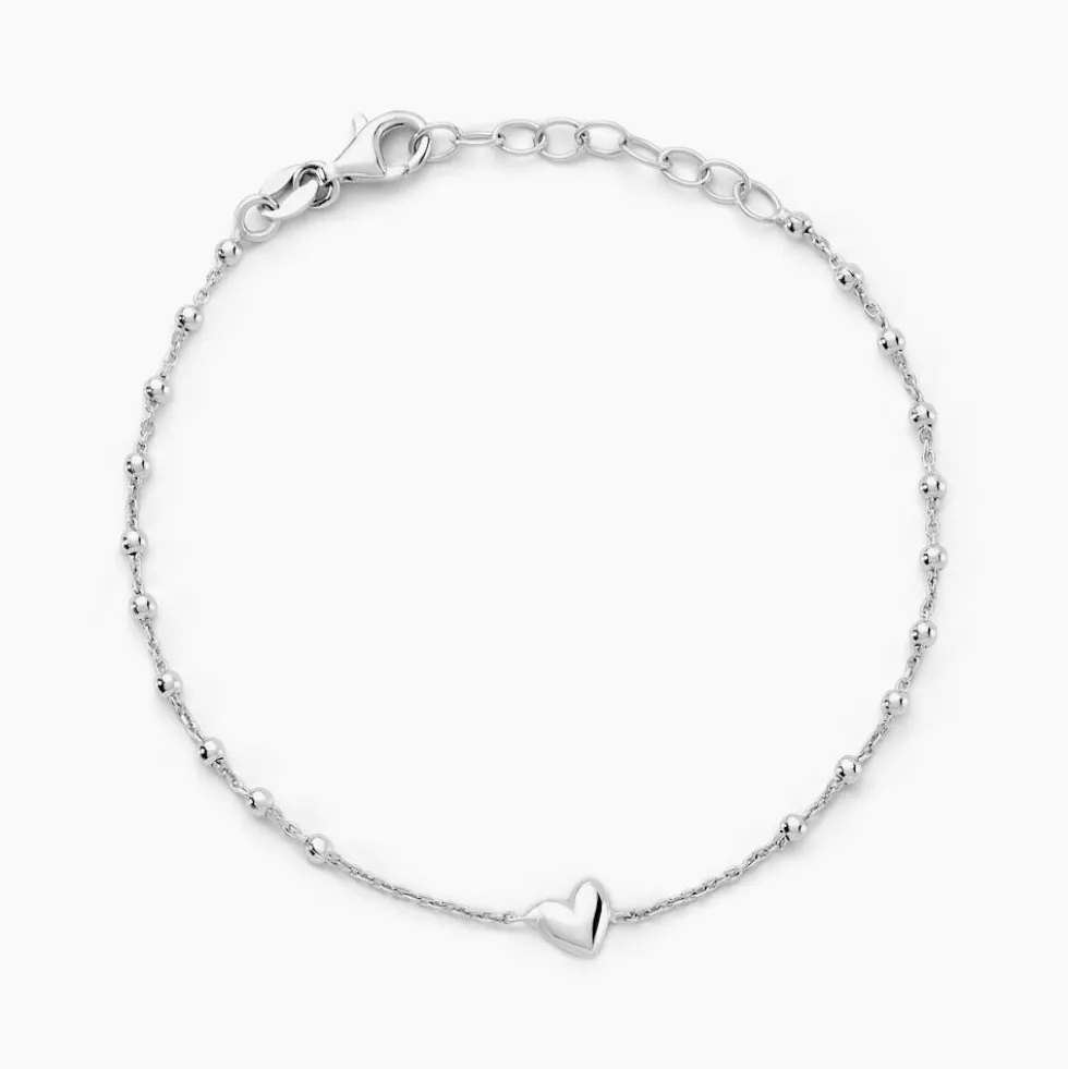 Bracelet Cœur D'amour Argent Blanc