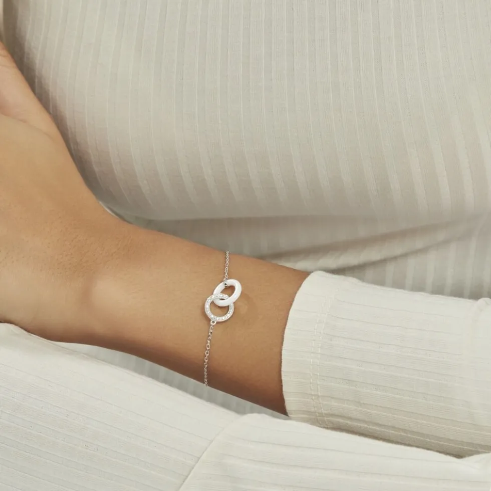 Bracelet Dina Argent Blanc Céramique Et Oxyde De Zirconium