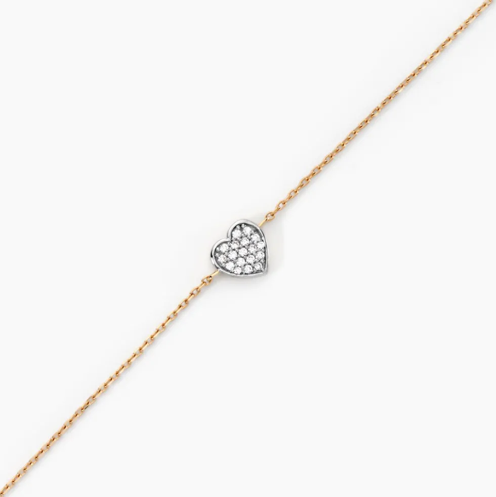 Bracelet Eclat D'amour Or Jaune Oxyde De Zirconium