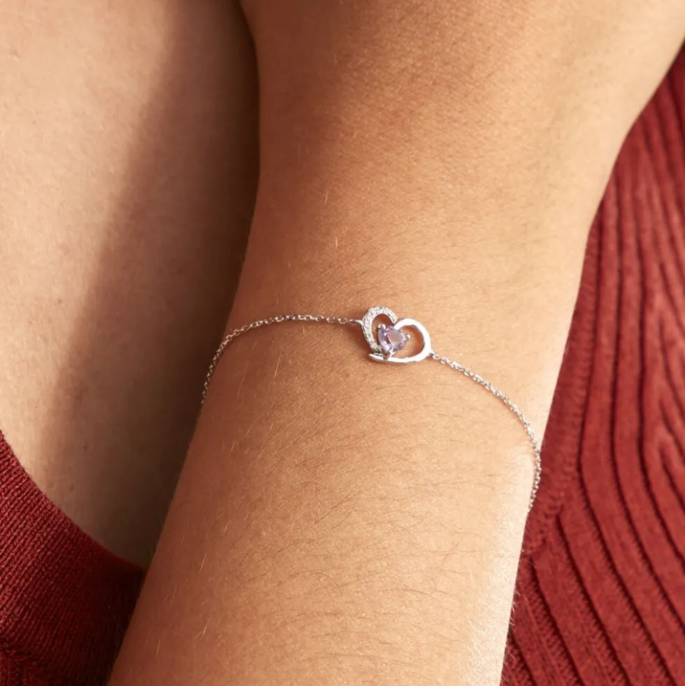 Bracelet Eliana Or Blanc Amethyste Et Oxyde De Zirconium