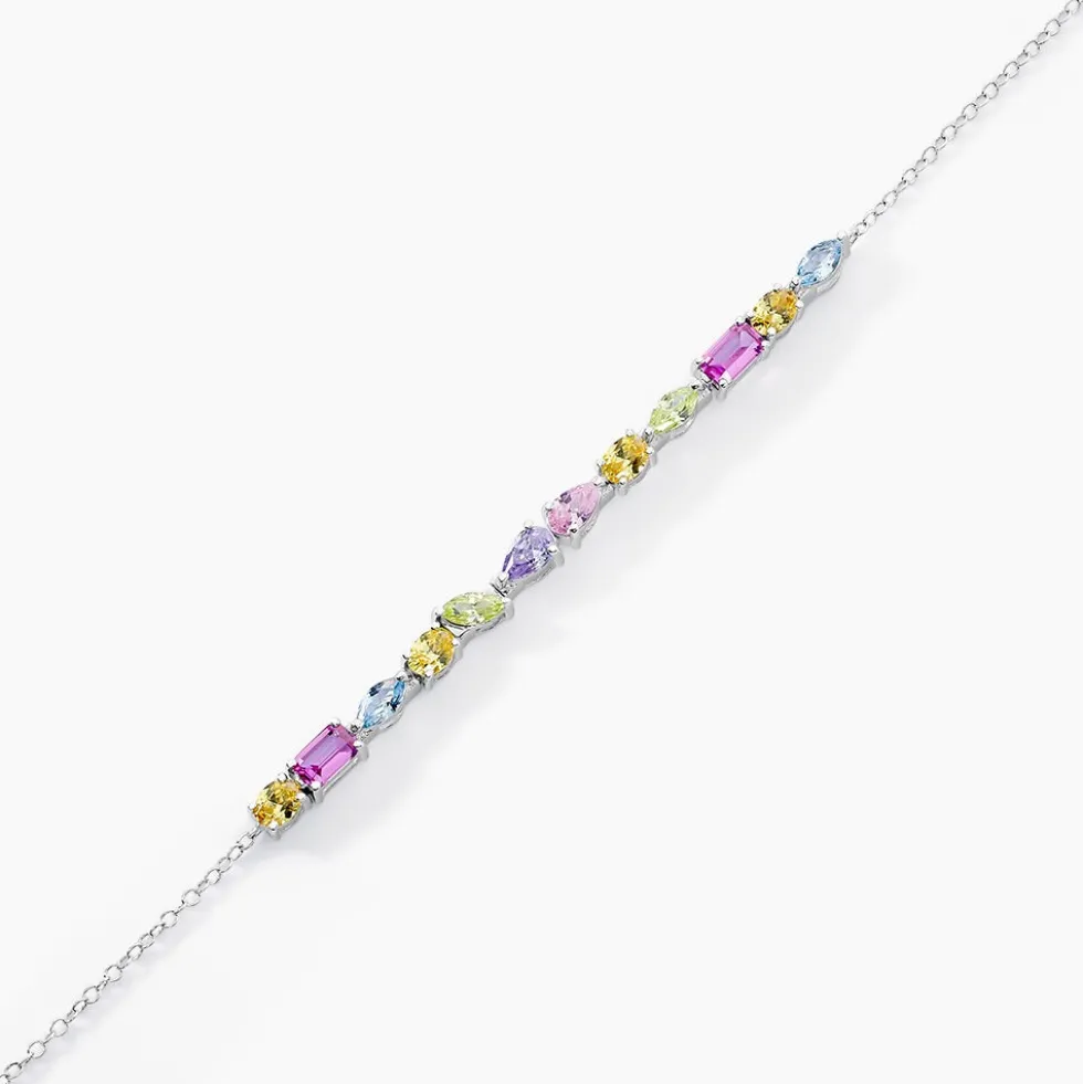 Bracelet Evasion Argent Blanc Pierre De Synthese Oxyde De Zirconium