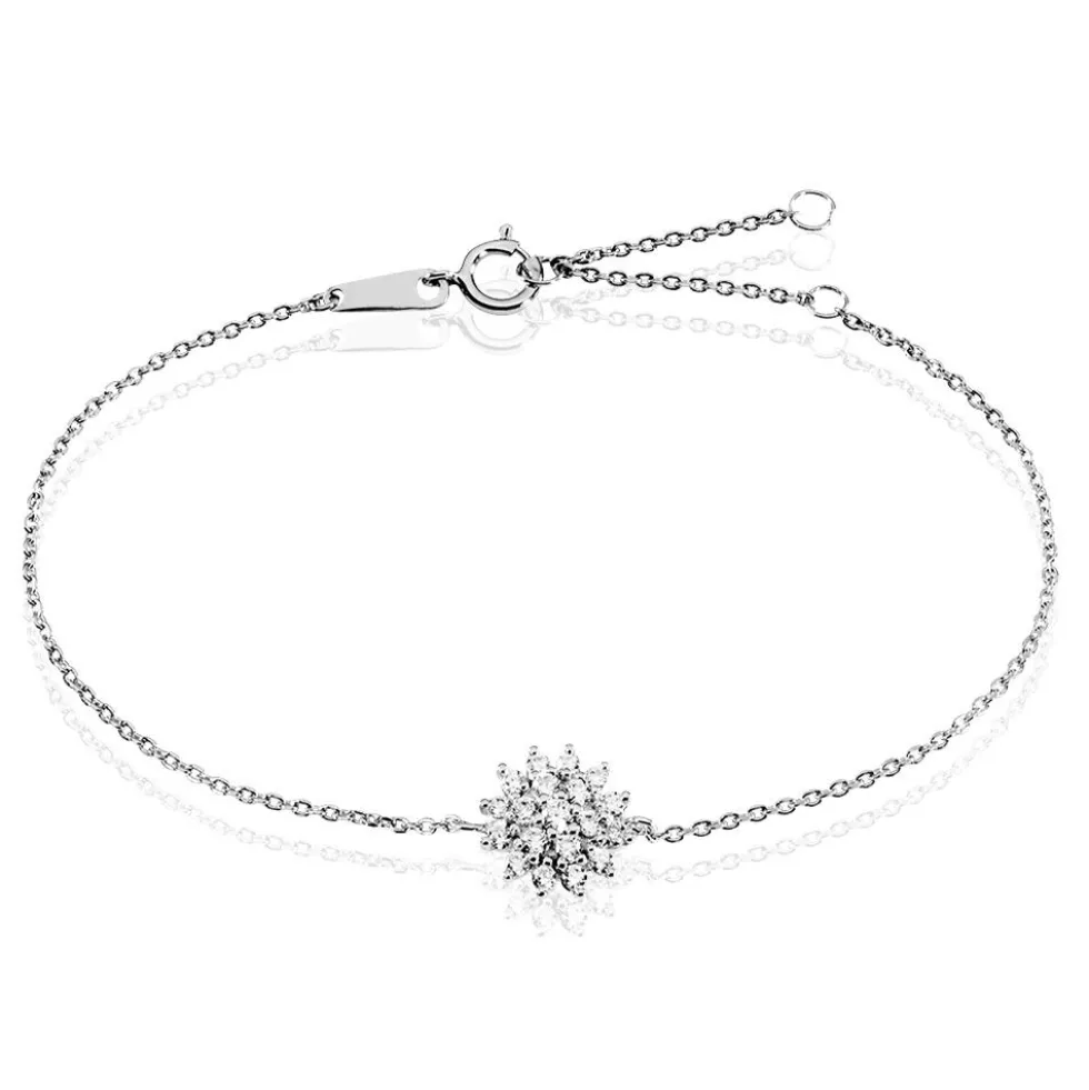 Bracelet Fleur Des Neiges Argent Blanc Oxyde De Zirconium