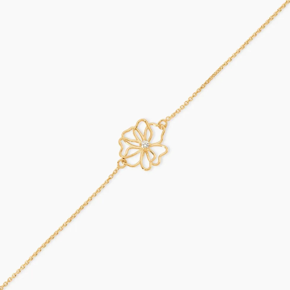 Bracelet Floraison Dorée Or Jaune Oxyde De Zirconium