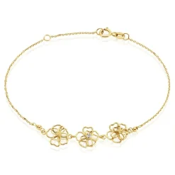 Bracelet Floraison Dorée Or Jaune Oxyde De Zirconium