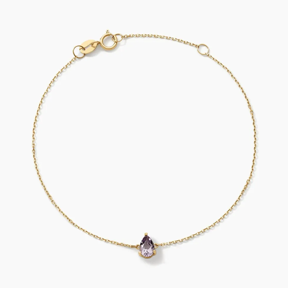 Bracelet Goutte Or Jaune Améthyste
