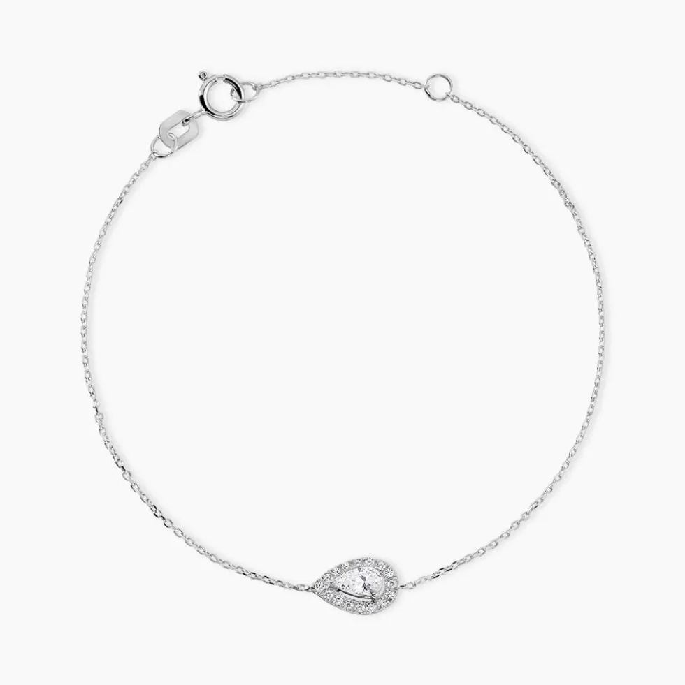 Bracelet Hildana Or Blanc Oxyde De Zirconium