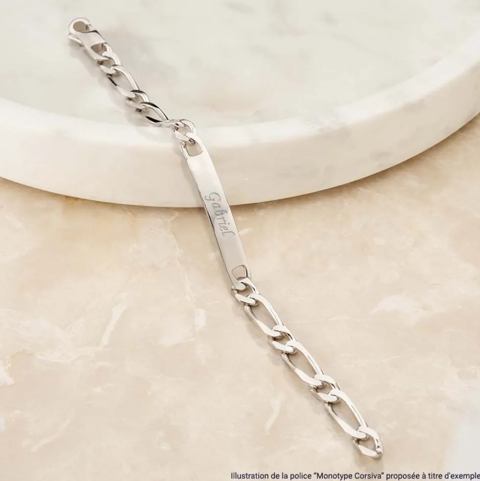 Bracelet Identité Anilo Maille Alternee 1/1 Argent Blanc