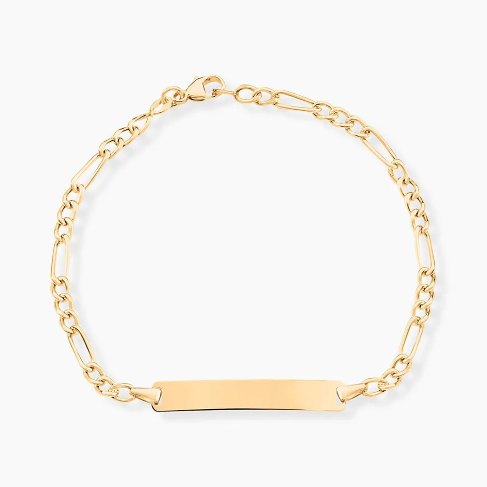 Bracelet Identité Bartolomee Maille Alternee 1/3 Or Jaune
