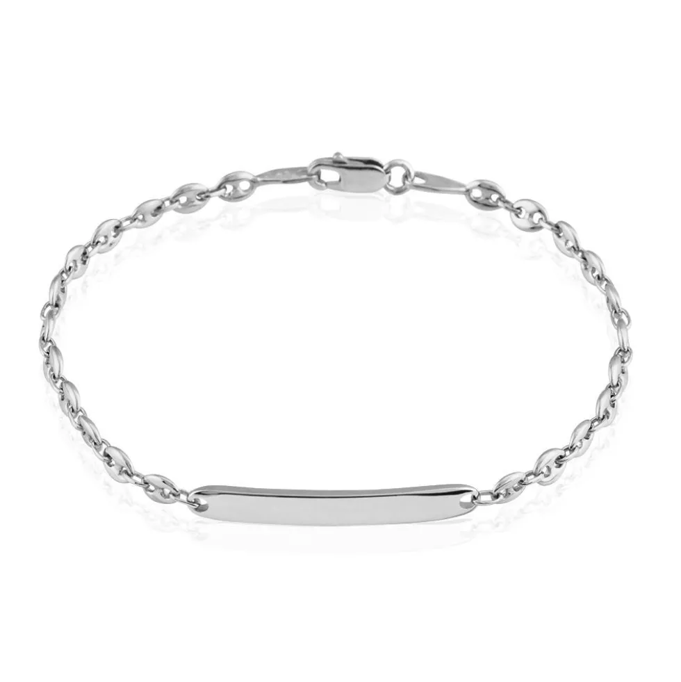 Bracelet Identité Caroline Maille Grain De Cafe Argent Blanc