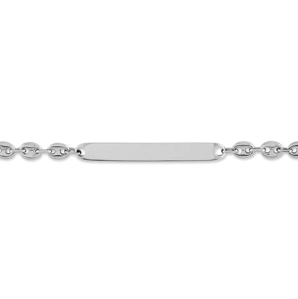 Bracelet Identité Caroline Maille Grain De Cafe Argent Blanc